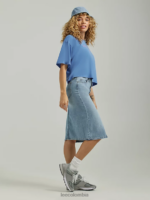 Lee mujer falda midi de mezclilla dividida azul esmerilado ropa Z6H6F418 - Image 3
