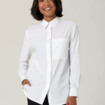 Lee mujer hd camisa con botones y un bolsillo blanco brillante ropa Z6H6F394