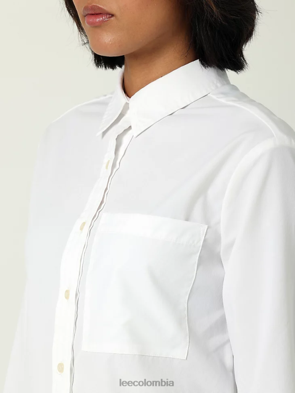 Lee mujer hd camisa con botones y un bolsillo blanco brillante ropa Z6H6F394 - Image 4