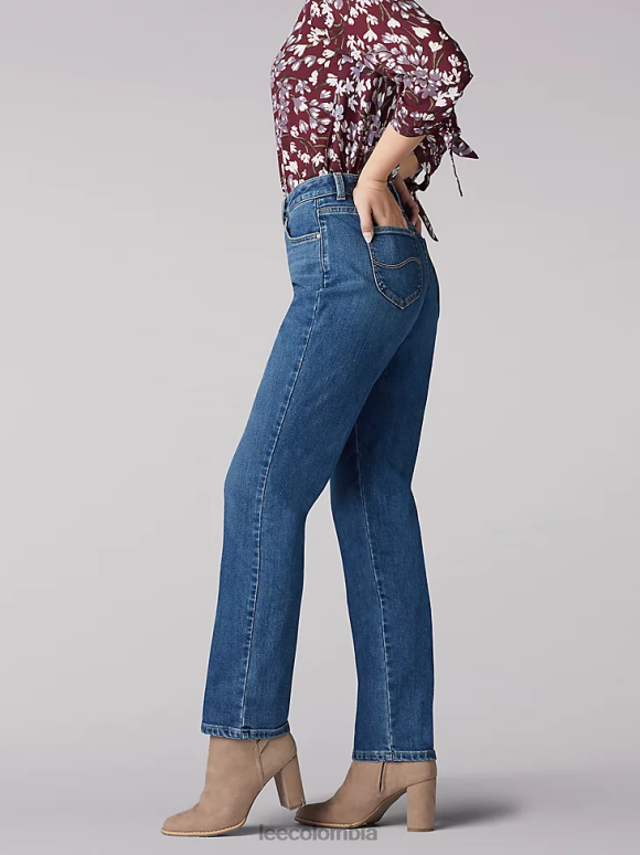 Lee mujer Jeans de pierna recta con ajuste relajado y adelgazamiento instantáneo, ajuste clásico (petite) medianoche ropa Z6H6F35 - Image 3