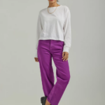 Lee mujer jeans tobilleros de color con pernera ancha y talle alto discoteca violeta ropa Z6H6F164