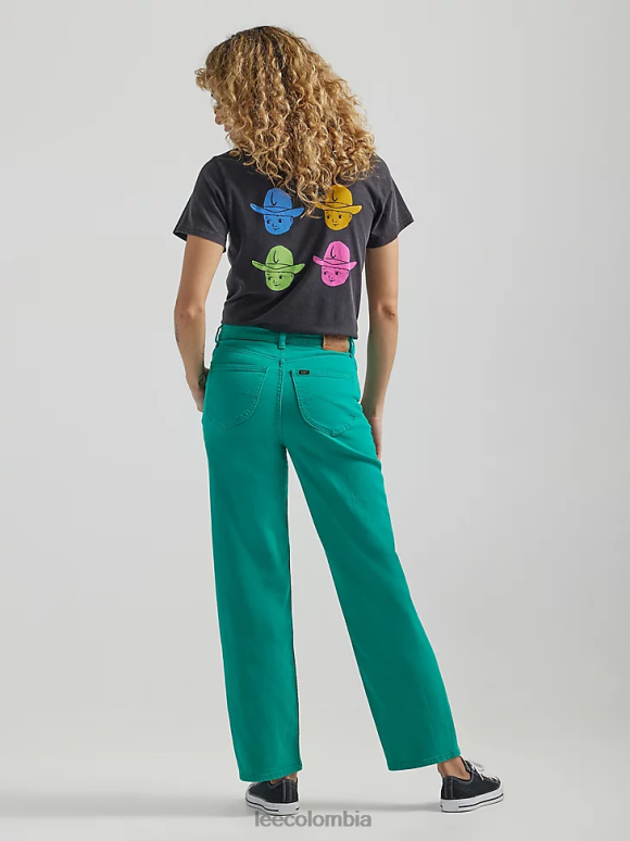 Lee mujer jeans tobilleros de color con pernera ancha y talle alto enigma verde ropa Z6H6F165 - Image 2