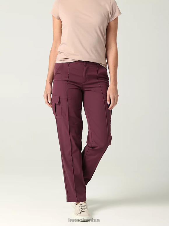 Lee mujer Pantalón cargo de pierna recta ultra lujoso con costuras flexibles para llevar arándano ropa Z6H6F231 - Image 1