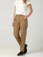 Lee mujer Pantalón cargo de pierna recta ultra lujoso con costuras flexibles para llevar caqui oscuro ropa Z6H6F232