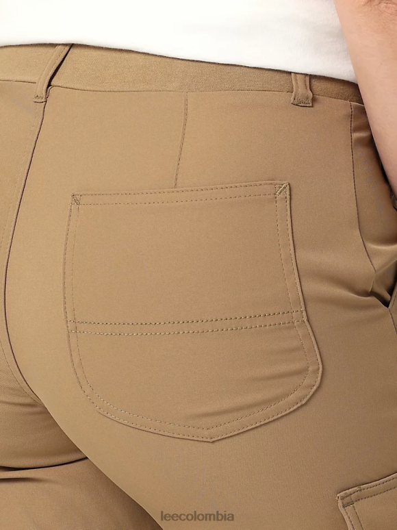 Lee mujer Pantalón cargo de pierna recta ultra lujoso con costuras flexibles para llevar caqui oscuro ropa Z6H6F232 - Image 5