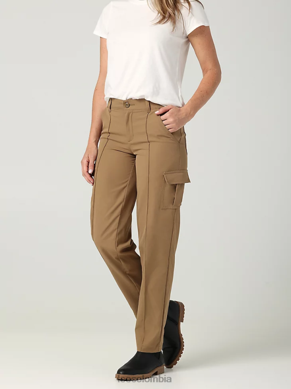 Lee mujer Pantalón cargo de pierna recta ultra lujoso con costuras flexibles para llevar caqui oscuro ropa Z6H6F232 - Image 1
