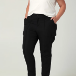 Lee mujer Pantalón cargo de pierna recta ultra lujoso con costuras flexibles para llevar (más) unión todo negro ropa Z6H6F233