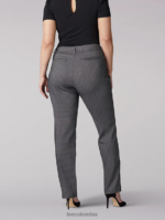 Lee mujer pantalón de pierna recta y ajuste relajado (pantalón para todo el día) (más) cuadros blancos y negros ropa Z6H6F224 - Image 2