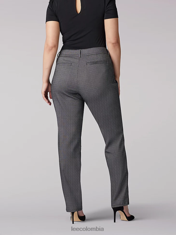 Lee mujer pantalón de pierna recta y ajuste relajado (pantalón para todo el día) (más) cuadros blancos y negros ropa Z6H6F224 - Image 2
