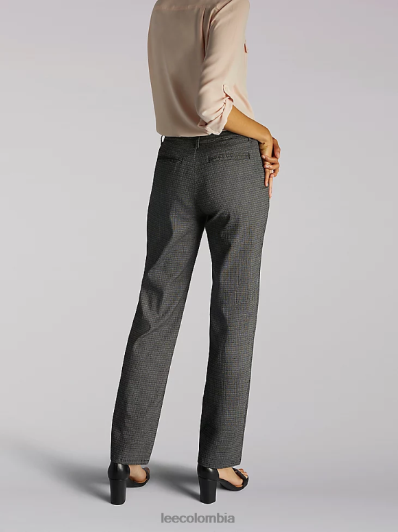 Lee mujer pantalón de pierna recta y ajuste relajado (pantalones para todo el día) (pequeño) cuadros negros/blancos ropa Z6H6F229 - Image 2