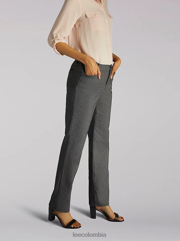 Lee mujer pantalón de pierna recta y ajuste relajado (pantalones para todo el día) (pequeño) cuadros negros/blancos ropa Z6H6F229 - Image 3