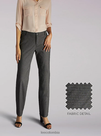 Lee mujer pantalón de pierna recta y ajuste relajado (pantalones para todo el día) (pequeño) cuadros negros/blancos ropa Z6H6F229