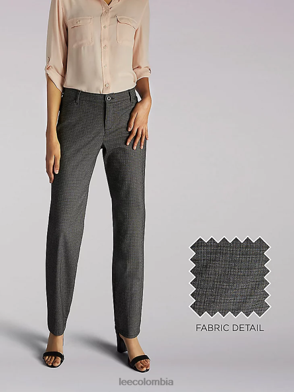 Lee mujer pantalón de pierna recta y ajuste relajado (pantalones para todo el día) (pequeño) cuadros negros/blancos ropa Z6H6F229 - Image 1