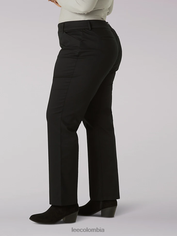 Lee mujer Pantalón de pierna recta y corte relajado sin arrugas (más) negro ropa Z6H6F201 - Image 3