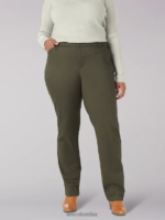 Lee mujer Pantalón de pierna recta y corte relajado sin arrugas (más) oliva frontera ropa Z6H6F200