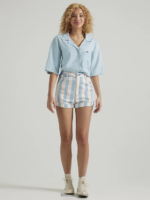 Lee mujer shorts de mezclilla plisados ​​de tiro alto a rayas raya media ropa Z6H6F332 - Image 4