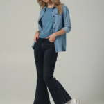 Lee mujer Vaqueros acampanados de talle alto y abertura de colección europea índigo ahumado ropa Z6H6F172