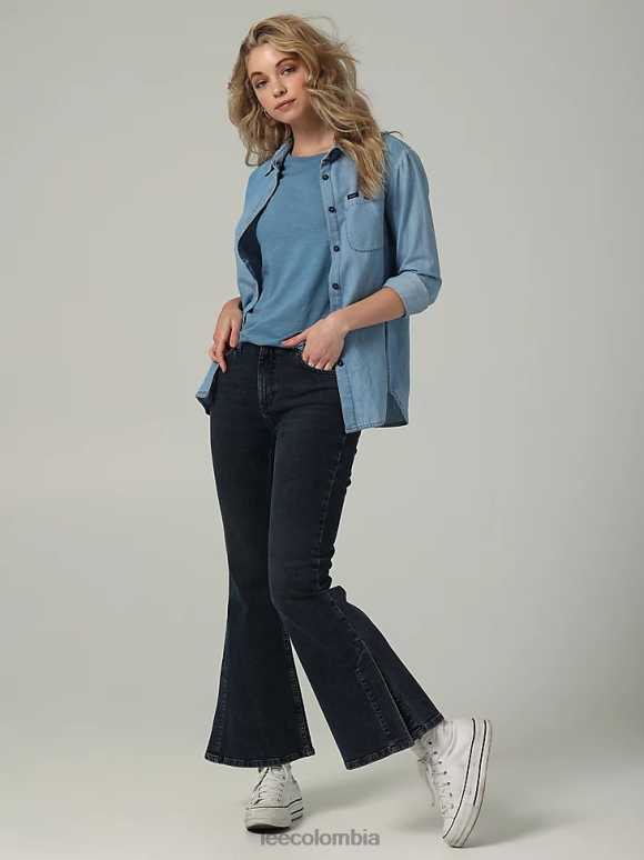 Lee mujer Vaqueros acampanados de talle alto y abertura de colección europea índigo ahumado ropa Z6H6F172 - Image 1