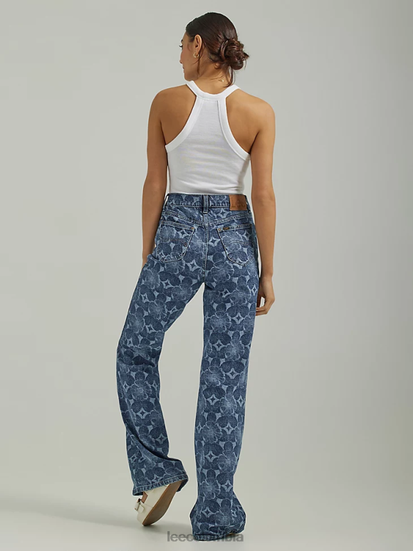 Lee mujer Vaqueros acampanados relajados con tiro alto y grabados a láser láser floral ropa Z6H6F156 - Image 2