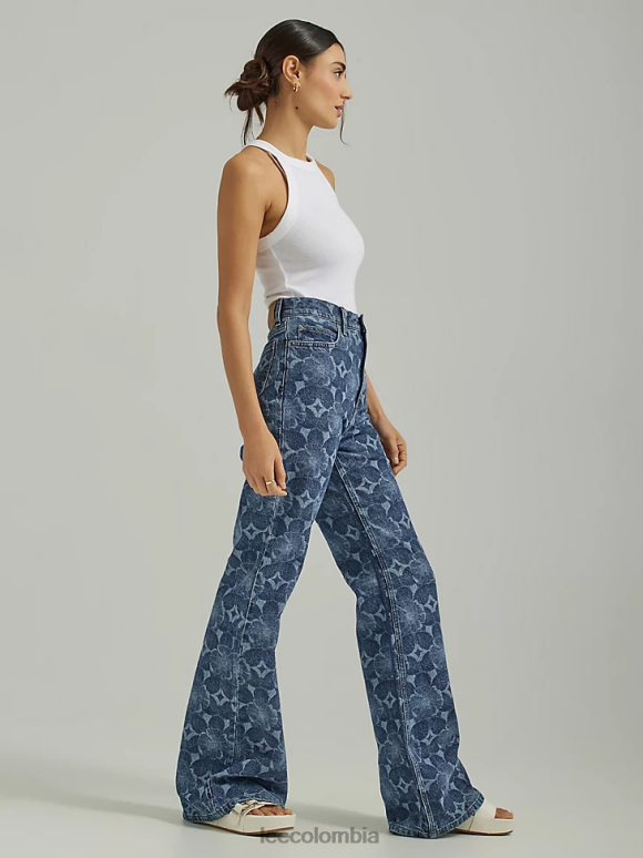 Lee mujer Vaqueros acampanados relajados con tiro alto y grabados a láser láser floral ropa Z6H6F156 - Image 3