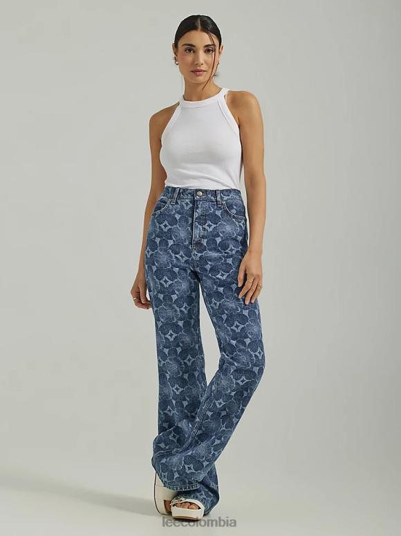 Lee mujer Vaqueros acampanados relajados con tiro alto y grabados a láser láser floral ropa Z6H6F156 - Image 4