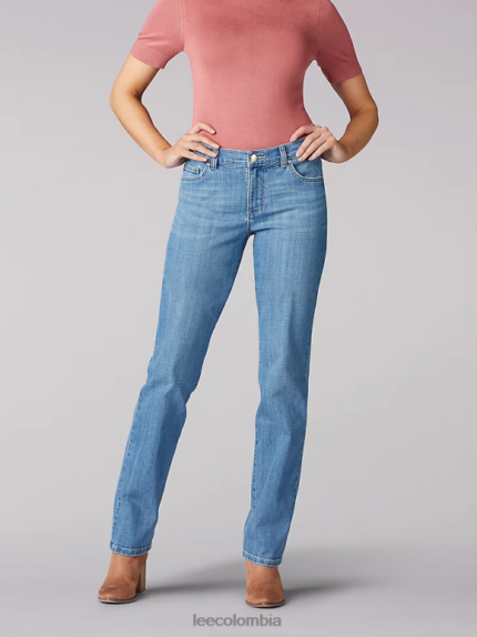 Lee mujer Vaqueros elásticos de corte relajado y pernera recta. inspirar azul ropa Z6H6F51