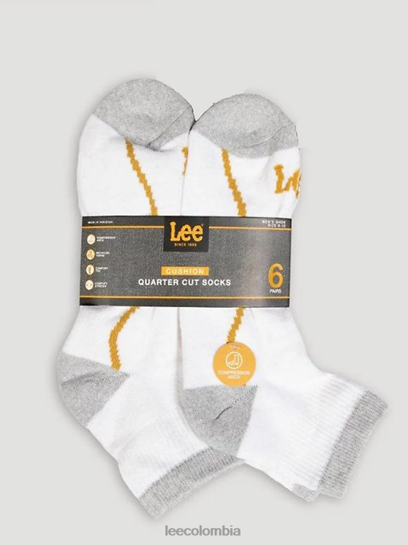 Lee hombres Paquete de 6 calcetines de un cuarto de longitud blanco accesorio Z6H6F1169