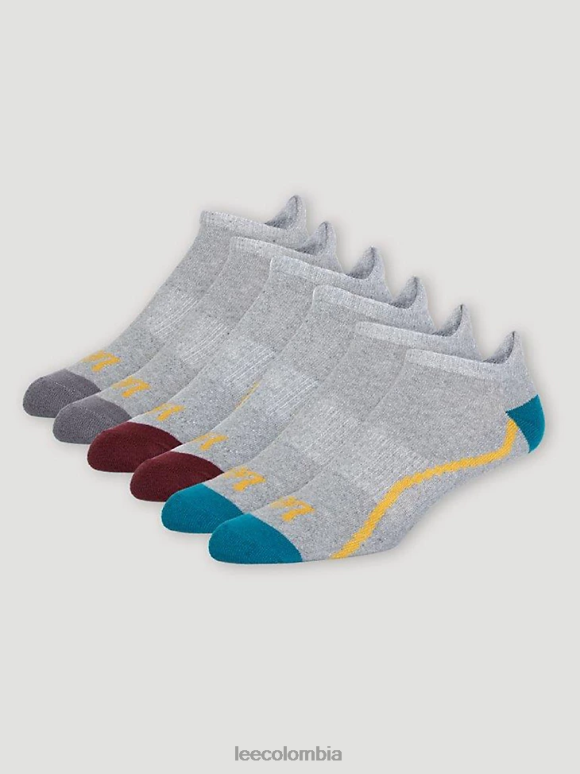 Lee hombres Paquete de 6 calcetines invisibles con lengüeta cuero gris accesorio Z6H6F1170