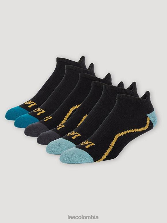 Lee hombres Paquete de 6 calcetines invisibles con lengüeta negro accesorio Z6H6F1172