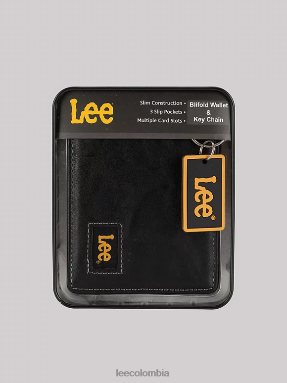 Lee hombres juego de 2 piezas de billetera plegable delgada negro accesorio Z6H6F1165