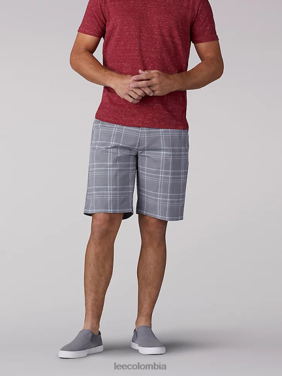 Lee hombres movimiento extremo corto tela escocesa de hierro ropa Z6H6F1117