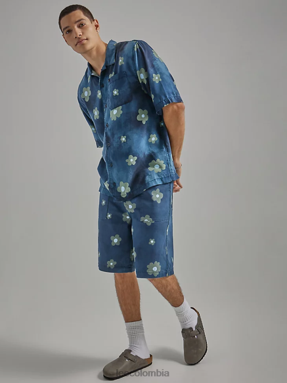 Lee hombres short chetopa con frente plisado remache azul marino floral ropa Z6H6F1109