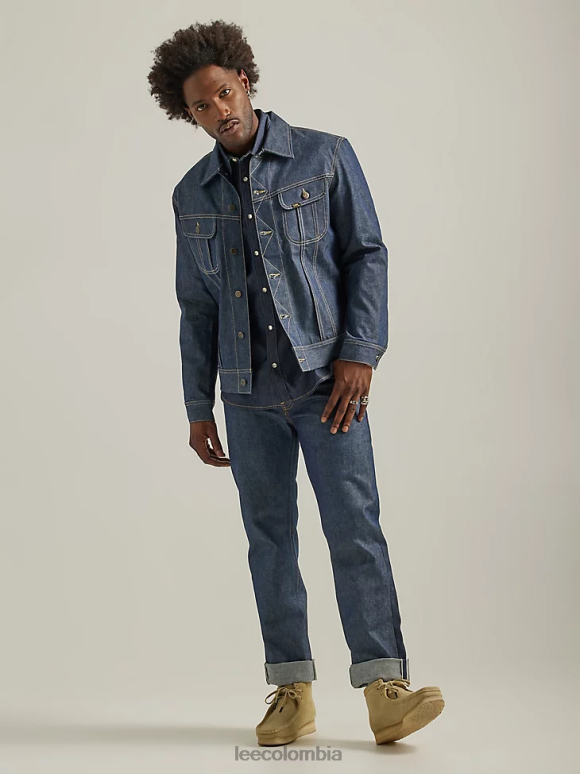 Lee hombres chaqueta de jinete 101 seco - lavado oscuro ropa Z6H6F1127