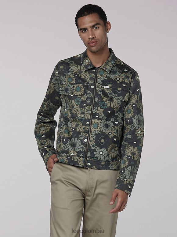 Lee hombres chaqueta estilo boxy chetopa tradicional flores verdes ropa Z6H6F1145