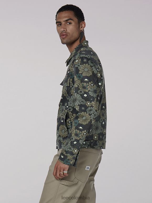 Lee hombres chaqueta estilo boxy chetopa tradicional flores verdes ropa Z6H6F1145