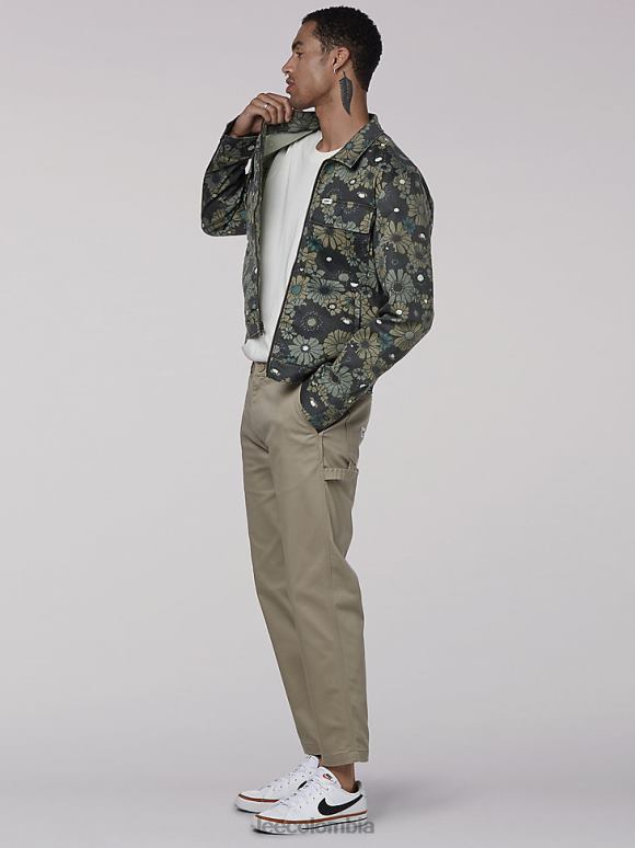 Lee hombres chaqueta estilo boxy chetopa tradicional flores verdes ropa Z6H6F1145