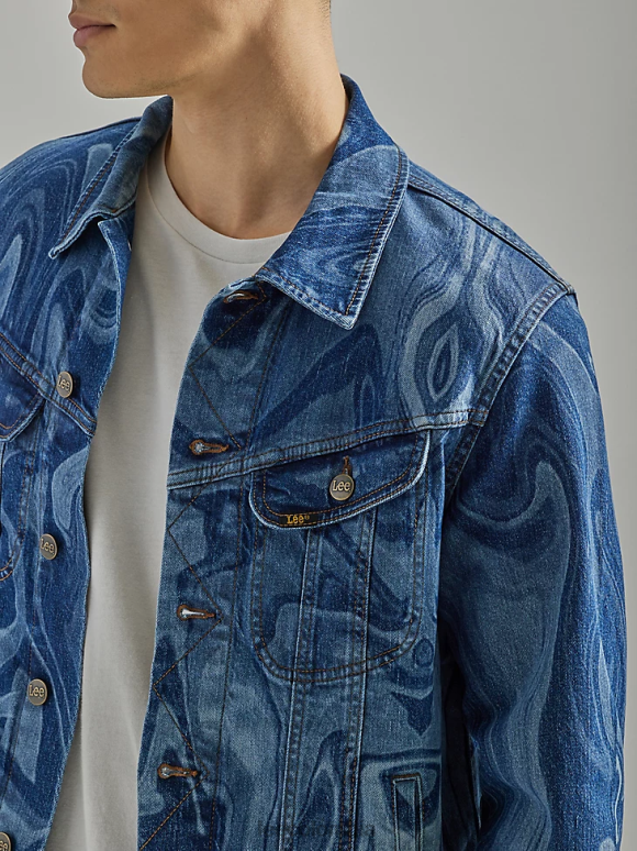 Lee hombres chaqueta estilo camionero estilo boxy mármol ropa Z6H6F1121