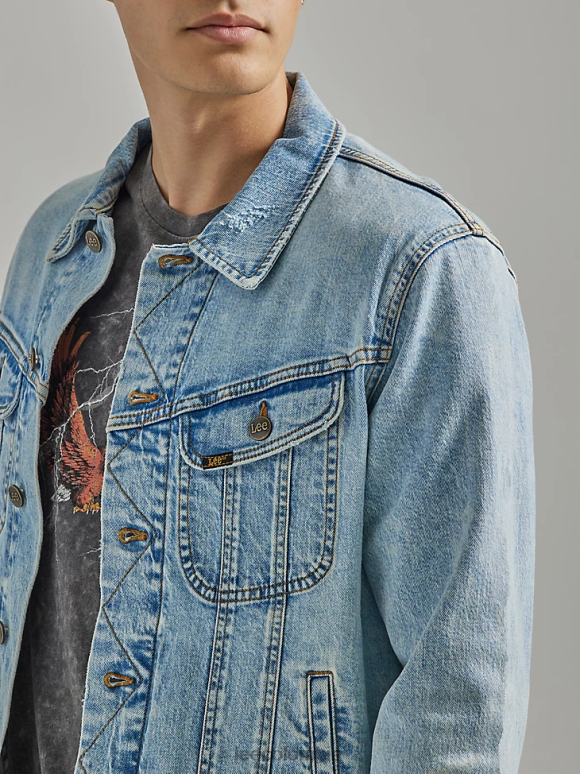 Lee hombres chaqueta estilo camionero estilo boxy piedra antigua ropa Z6H6F1120