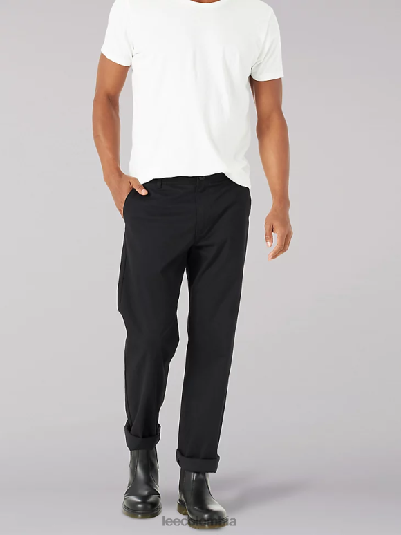 Lee hombres pantalón de frente plano de corte recto mvp de movimiento extremo unión-todo negro ropa Z6H6F745
