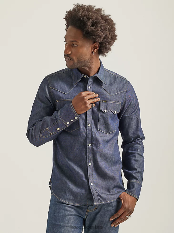 Lee hombres 101 camisa occidental índigo seco ropa Z6H6F921