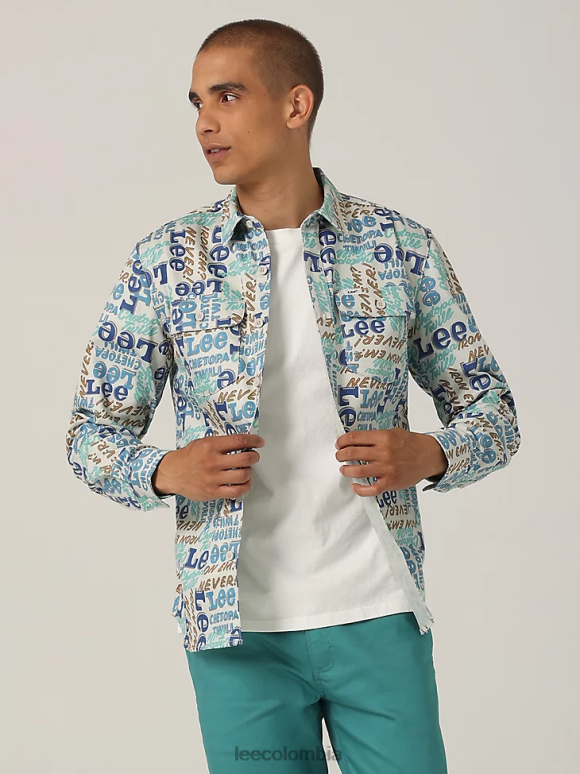 Lee hombres camisa Heritage con botones y dos bolsillos impresión de chetopa ropa Z6H6F950