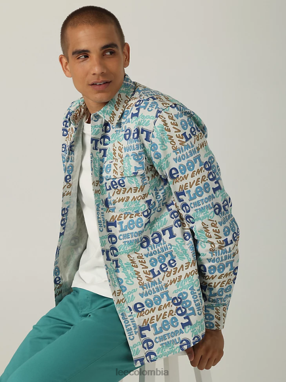 Lee hombres camisa Heritage con botones y dos bolsillos impresión de chetopa ropa Z6H6F950