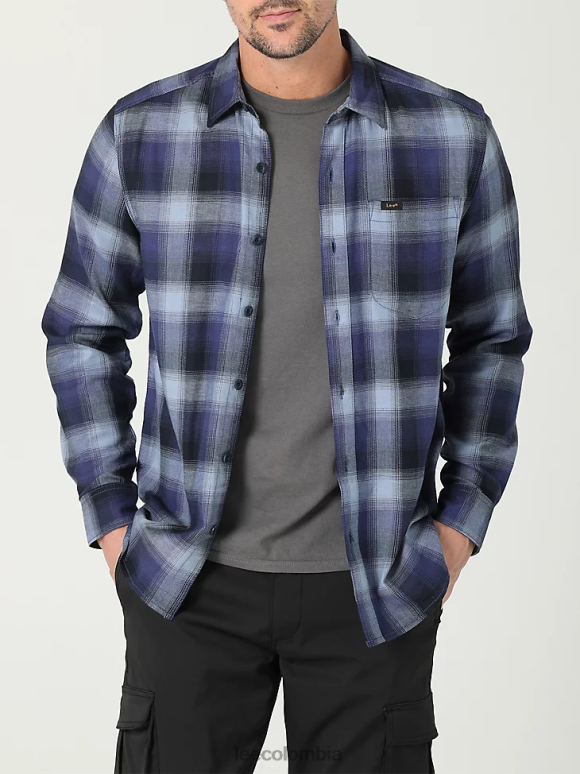 Lee hombres camisa clásica elástica con botones para todo uso cuadros azules de ensueño ropa Z6H6F946