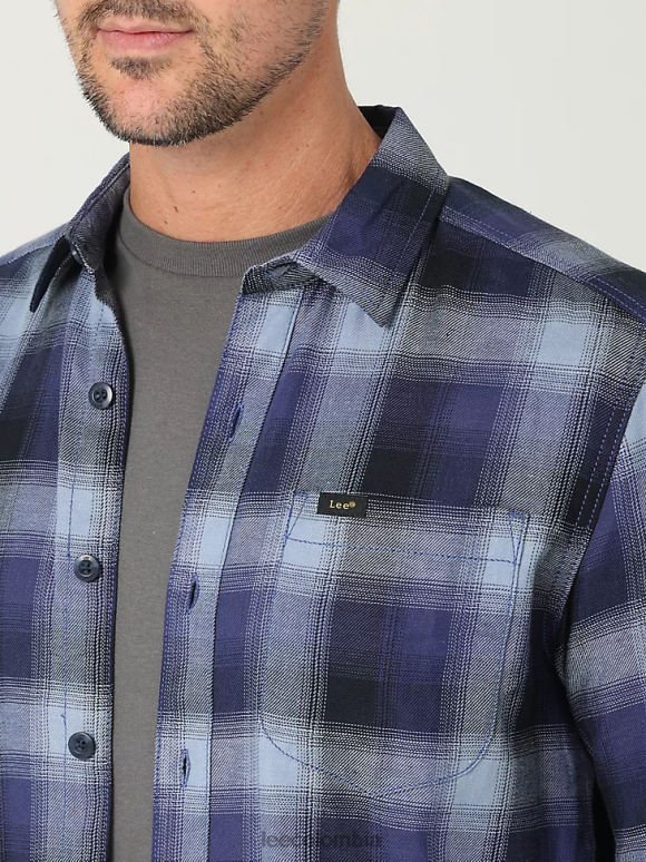 Lee hombres camisa clásica elástica con botones para todo uso cuadros azules de ensueño ropa Z6H6F946
