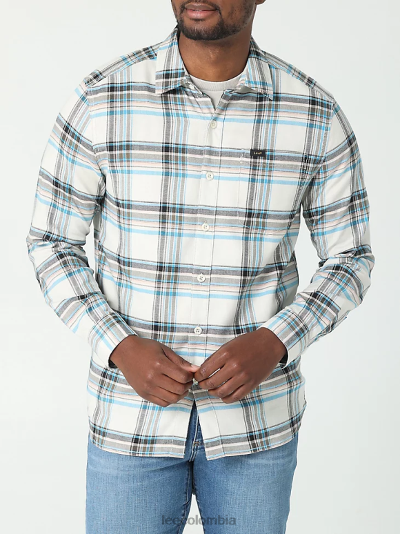 Lee hombres camisa clásica elástica con botones para todo uso cuadros de humo blanco ropa Z6H6F945