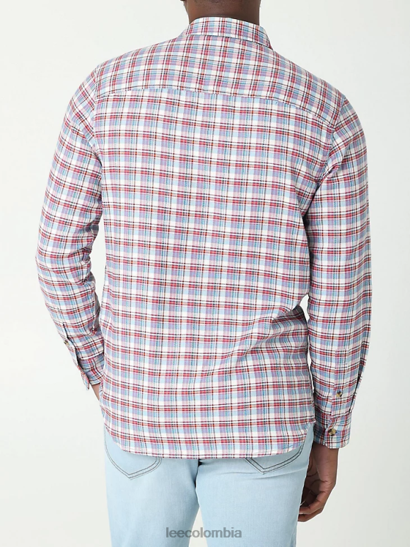 Lee hombres camisa con botones a cuadros elásticos clásicos mvp de movimiento extremo cuadros de ciruela oscuro humo blanco ropa Z6H6F917