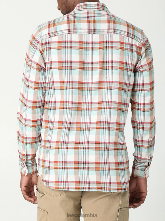 Lee hombres camisa con botones a cuadros elásticos clásicos mvp de movimiento extremo cuadros de humo blanco carbonizado ropa Z6H6F920