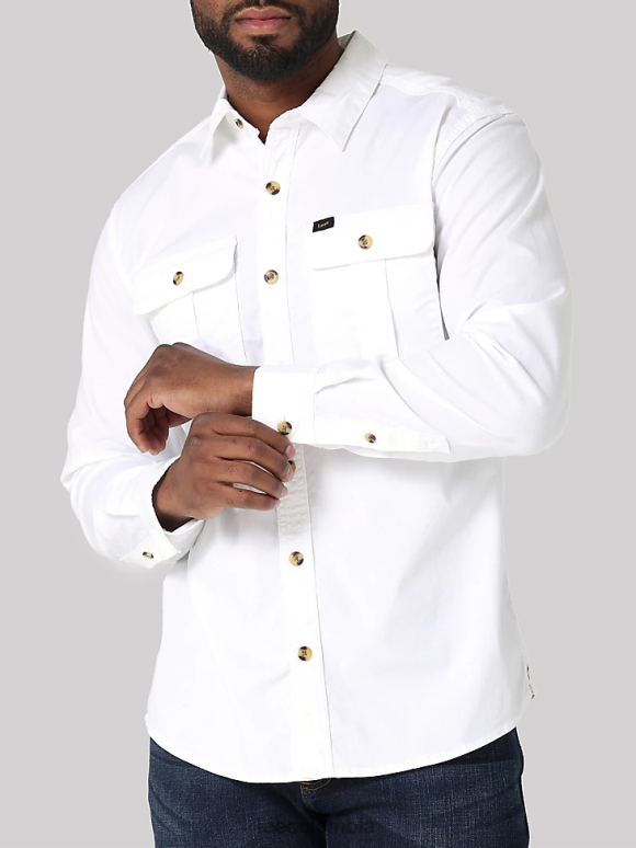 Lee hombres camisa con botones de color sólido de Working West blanco brillante ropa Z6H6F916