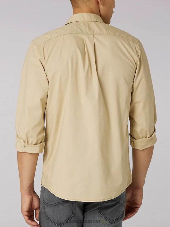 Lee hombres camisa con botones de color sólido de Working West safari de nueva york ropa Z6H6F915
