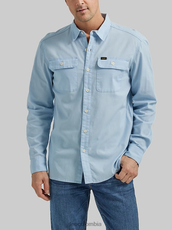 Lee hombres camisa con botones multiusos de movimiento extremo cielo azul ropa Z6H6F913